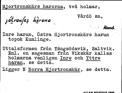 Bild på arkivkortet för arkivposten Hjortronskärs harorna