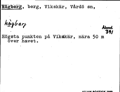 Bild på arkivkortet för arkivposten Högberg