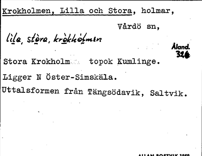 Bild på arkivkortet för arkivposten Krokholmen, Lilla och Stora