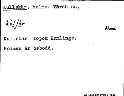 Bild på arkivkortet för arkivposten Kullskär