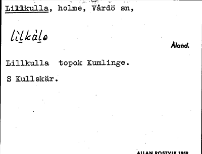 Bild på arkivkortet för arkivposten Lillkulla