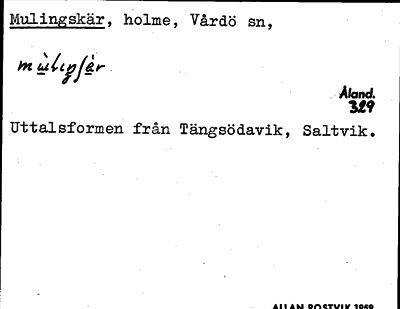 Bild på arkivkortet för arkivposten Mulingskär