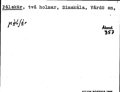 Bild på arkivkortet för arkivposten Pålskär