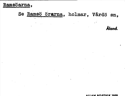 Bild på arkivkortet för arkivposten Ramsöarna, se Ramsö örarna