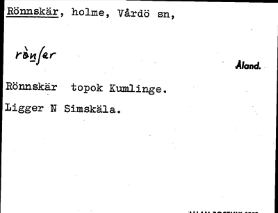 Bild på arkivkortet för arkivposten Rönnskär