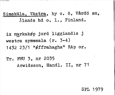 Bild på arkivkortet för arkivposten Simskäla, Västra
