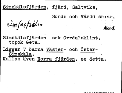 Bild på arkivkortet för arkivposten Simskälsfjärden