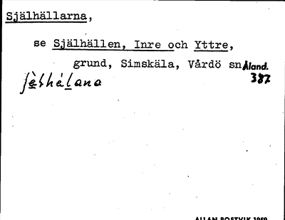 Bild på arkivkortet för arkivposten Själhällarna
