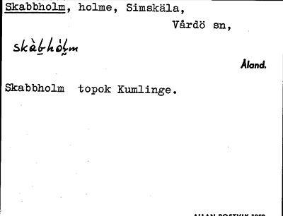 Bild på arkivkortet för arkivposten Skabbholm