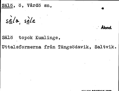 Bild på arkivkortet för arkivposten Sälö