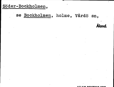 Bild på arkivkortet för arkivposten Söder-Bockholmen, se Bockholmen