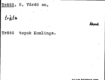 Bild på arkivkortet för arkivposten Trätö