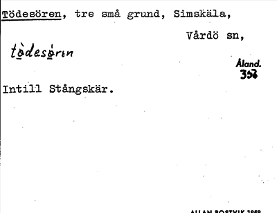 Bild på arkivkortet för arkivposten Tödesören