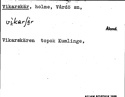 Bild på arkivkortet för arkivposten Vikarskär