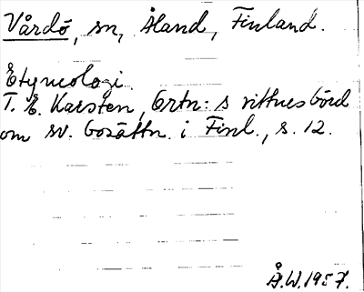 Bild på arkivkortet för arkivposten Vårdö