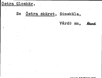 Bild på arkivkortet för arkivposten Östra Gloskär, se Östra skäret