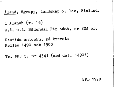 Bild på arkivkortet för arkivposten Åland