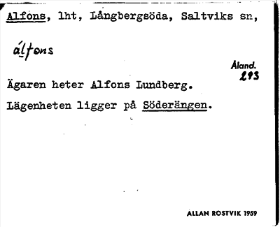 Bild på arkivkortet för arkivposten Alfons