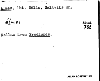 Bild på arkivkortet för arkivposten Almas