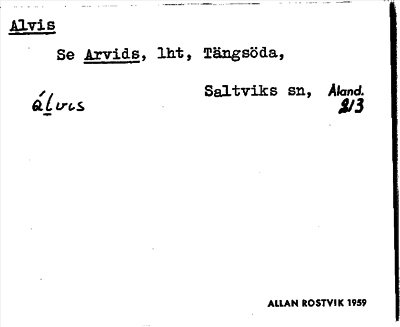 Bild på arkivkortet för arkivposten Alvis