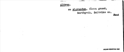 Bild på arkivkortet för arkivposten Alören, se Algrunden