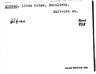 Bild på arkivkortet för arkivposten Alören