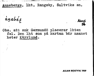 Bild på arkivkortet för arkivposten Annebergs