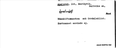 Bild på arkivkortet för arkivposten Apalsved