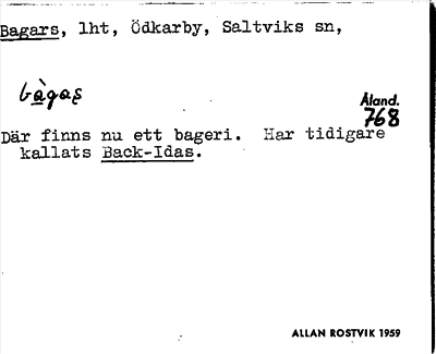 Bild på arkivkortet för arkivposten Bagars
