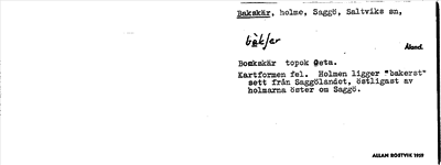 Bild på arkivkortet för arkivposten Bakskär