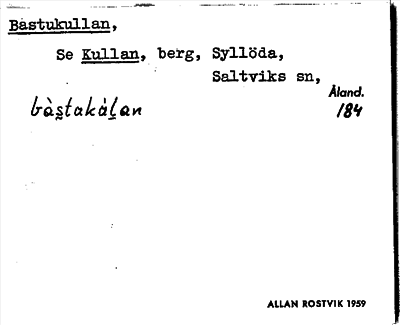 Bild på arkivkortet för arkivposten Bastukullan