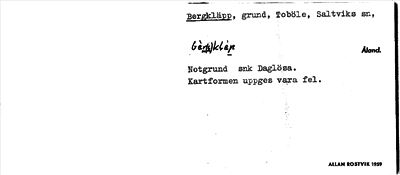 Bild på arkivkortet för arkivposten Bergkläpp