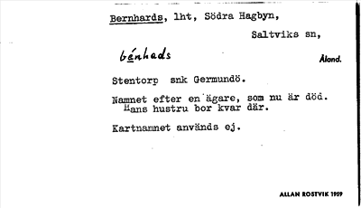 Bild på arkivkortet för arkivposten Bernhards
