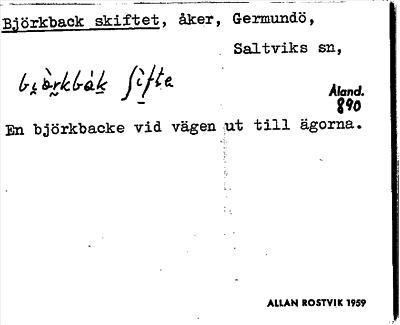 Bild på arkivkortet för arkivposten Björkback skiftet