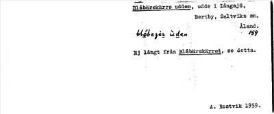 Bild på arkivkortet för arkivposten Blåbärskärrs udden