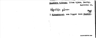 Bild på arkivkortet för arkivposten Bogsläts tjärnan