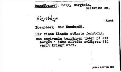 Bild på arkivkortet för arkivposten Borgöberget