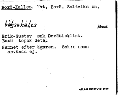 Bild på arkivkortet för arkivposten Boxö-Kalles