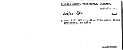 Bild på arkivkortet för arkivposten Brattös diket