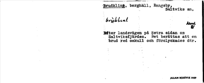 Bild på arkivkortet för arkivposten Brudklint
