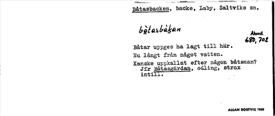 Bild på arkivkortet för arkivposten Båtasbacken