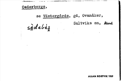 Bild på arkivkortet för arkivposten Cederbergs