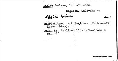 Bild på arkivkortet för arkivposten Daglös holmen