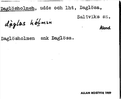 Bild på arkivkortet för arkivposten Daglösholmen
