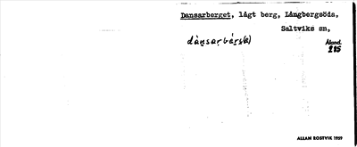 Bild på arkivkortet för arkivposten Dansarberget