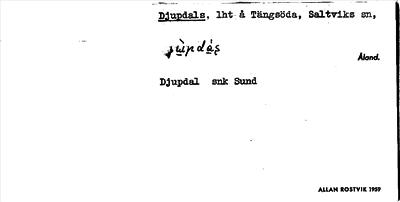 Bild på arkivkortet för arkivposten Djupdals