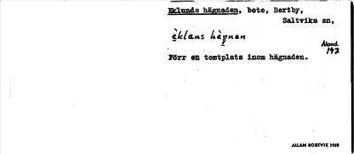 Bild på arkivkortet för arkivposten Eklunds hägnaden