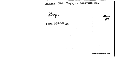 Bild på arkivkortet för arkivposten Ekängs