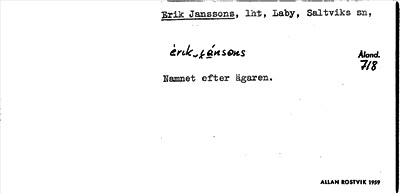Bild på arkivkortet för arkivposten Erik Janssons