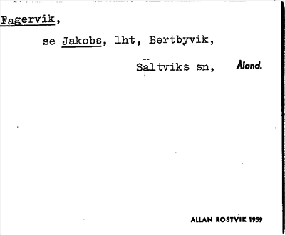 Bild på arkivkortet för arkivposten Fagervik, se Jakobs